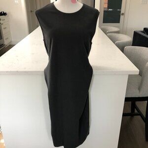 Vince Sleeveless Crew Neck Viscose Blend Knit Sheath Midi Dress Gray Size L